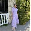 imageZESICA Womens 2025 Summer Short Puff Sleeve Crewneck Smocked Floral Lace Flowy A Line Tiered Maxi DressesLightpurple