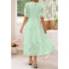imageZESICA Womens 2025 Summer Short Puff Sleeve Crewneck Smocked Floral Lace Flowy A Line Tiered Maxi DressesMint