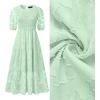 imageZESICA Womens 2025 Summer Short Puff Sleeve Crewneck Smocked Floral Lace Flowy A Line Tiered Maxi DressesMint
