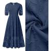 imageZESICA Womens 2025 Summer Short Puff Sleeve Crewneck Smocked Floral Lace Flowy A Line Tiered Maxi DressesNavy