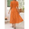 imageZESICA Womens 2025 Summer Short Puff Sleeve Crewneck Smocked Floral Lace Flowy A Line Tiered Maxi DressesOrange
