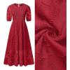 imageZESICA Womens 2025 Summer Short Puff Sleeve Crewneck Smocked Floral Lace Flowy A Line Tiered Maxi DressesRed