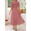 imageZESICA Womens 2025 Summer Short Puff Sleeve Crewneck Smocked Floral Lace Flowy A Line Tiered Maxi DressesTearose