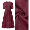imageZESICA Womens 2025 Summer Short Puff Sleeve Crewneck Smocked Floral Lace Flowy A Line Tiered Maxi DressesWine