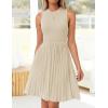 imageZESICA Womens Summer Sleeveless Mini Dress 2025 Crewneck Knit A Line Pleated Swing Casual Basic Short DressAlmond