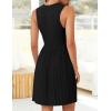 imageZESICA Womens Summer Sleeveless Mini Dress 2025 Crewneck Knit A Line Pleated Swing Casual Basic Short DressBlack