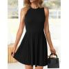imageZESICA Womens Summer Sleeveless Mini Dress 2025 Crewneck Knit A Line Pleated Swing Casual Basic Short DressBlack