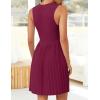 imageZESICA Womens Summer Sleeveless Mini Dress 2025 Crewneck Knit A Line Pleated Swing Casual Basic Short DressEggplant
