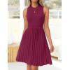 imageZESICA Womens Summer Sleeveless Mini Dress 2025 Crewneck Knit A Line Pleated Swing Casual Basic Short DressEggplant