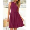 imageZESICA Womens Summer Sleeveless Mini Dress 2025 Crewneck Knit A Line Pleated Swing Casual Basic Short DressEggplant