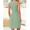 imageZESICA Womens Summer Sleeveless Mini Dress 2025 Crewneck Knit A Line Pleated Swing Casual Basic Short DressLightgreen
