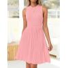 imageZESICA Womens Summer Sleeveless Mini Dress 2025 Crewneck Knit A Line Pleated Swing Casual Basic Short DressPink