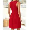 imageZESICA Womens Summer Sleeveless Mini Dress 2025 Crewneck Knit A Line Pleated Swing Casual Basic Short DressRed