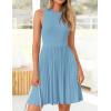 imageZESICA Womens Summer Sleeveless Mini Dress 2025 Crewneck Knit A Line Pleated Swing Casual Basic Short DressSky