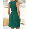 imageZESICA Womens Summer Sleeveless Mini Dress 2025 Crewneck Knit A Line Pleated Swing Casual Basic Short DressTeal