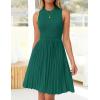 imageZESICA Womens Summer Sleeveless Mini Dress 2025 Crewneck Knit A Line Pleated Swing Casual Basic Short DressTeal