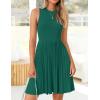 imageZESICA Womens Summer Sleeveless Mini Dress 2025 Crewneck Knit A Line Pleated Swing Casual Basic Short DressTeal