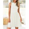 imageZESICA Womens Summer Sleeveless Mini Dress 2025 Crewneck Knit A Line Pleated Swing Casual Basic Short DressWhite