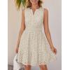 imageZESICA Womens Summer Sleeveless Mini Dress V Neck Hollow Out Eyelet High Waist A Line Swing Short Party DressesApricot