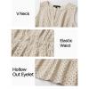 imageZESICA Womens Summer Sleeveless Mini Dress V Neck Hollow Out Eyelet High Waist A Line Swing Short Party DressesApricot