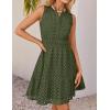 imageZESICA Womens Summer Sleeveless Mini Dress V Neck Hollow Out Eyelet High Waist A Line Swing Short Party DressesArmygreen