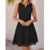 imageZESICA Womens Summer Sleeveless Mini Dress V Neck Hollow Out Eyelet High Waist A Line Swing Short Party DressesBlack