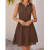 imageZESICA Womens Summer Sleeveless Mini Dress V Neck Hollow Out Eyelet High Waist A Line Swing Short Party DressesCoffee