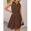 imageZESICA Womens Summer Sleeveless Mini Dress V Neck Hollow Out Eyelet High Waist A Line Swing Short Party DressesCoffee