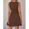 imageZESICA Womens Summer Sleeveless Mini Dress V Neck Hollow Out Eyelet High Waist A Line Swing Short Party DressesCoffee