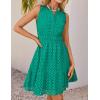 imageZESICA Womens Summer Sleeveless Mini Dress V Neck Hollow Out Eyelet High Waist A Line Swing Short Party DressesGreen