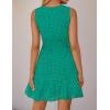 imageZESICA Womens Summer Sleeveless Mini Dress V Neck Hollow Out Eyelet High Waist A Line Swing Short Party DressesGreen