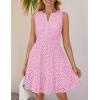 imageZESICA Womens Summer Sleeveless Mini Dress V Neck Hollow Out Eyelet High Waist A Line Swing Short Party DressesPink