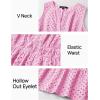 imageZESICA Womens Summer Sleeveless Mini Dress V Neck Hollow Out Eyelet High Waist A Line Swing Short Party DressesPink