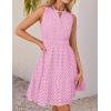 imageZESICA Womens Summer Sleeveless Mini Dress V Neck Hollow Out Eyelet High Waist A Line Swing Short Party DressesPink