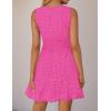 imageZESICA Womens Summer Sleeveless Mini Dress V Neck Hollow Out Eyelet High Waist A Line Swing Short Party DressesRose