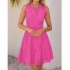 imageZESICA Womens Summer Sleeveless Mini Dress V Neck Hollow Out Eyelet High Waist A Line Swing Short Party DressesRose