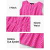 imageZESICA Womens Summer Sleeveless Mini Dress V Neck Hollow Out Eyelet High Waist A Line Swing Short Party DressesRose
