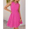 imageZESICA Womens Summer Sleeveless Mini Dress V Neck Hollow Out Eyelet High Waist A Line Swing Short Party DressesRose