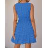 imageZESICA Womens Summer Sleeveless Mini Dress V Neck Hollow Out Eyelet High Waist A Line Swing Short Party DressesRoyal Blue