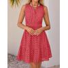 imageZESICA Womens Summer Sleeveless Mini Dress V Neck Hollow Out Eyelet High Waist A Line Swing Short Party DressesWatermelon