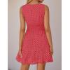 imageZESICA Womens Summer Sleeveless Mini Dress V Neck Hollow Out Eyelet High Waist A Line Swing Short Party DressesWatermelon