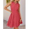 imageZESICA Womens Summer Sleeveless Mini Dress V Neck Hollow Out Eyelet High Waist A Line Swing Short Party DressesWatermelon