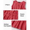 imageZESICA Womens Summer Sleeveless Mini Dress V Neck Hollow Out Eyelet High Waist A Line Swing Short Party DressesWatermelon