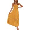 imageZESICA Womens 2025 Summer Bohemian Strapless Off Shoulder Lace Trim Backless Flowy A Line Beach Long Maxi DressYellow