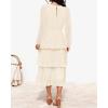 imageZESICA Womens 2025 Long Sleeve Crew Neck Ruffle Tiered Layered Chiffon Flowy Swing 2025 Long Midi DressApricot