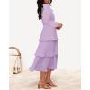 imageZESICA Womens 2025 Long Sleeve Crew Neck Ruffle Tiered Layered Chiffon Flowy Swing 2025 Long Midi DressPurple