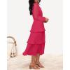 imageZESICA Womens 2025 Long Sleeve Crew Neck Ruffle Tiered Layered Chiffon Flowy Swing 2025 Long Midi DressRose