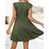 imageZESICA Womens 2025 Summer Casual V Neck Flutter Sleeve Bohemian Ruffle Smocked A Line Swing Mini DressArmygreen