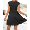 imageZESICA Womens 2025 Summer Casual V Neck Flutter Sleeve Bohemian Ruffle Smocked A Line Swing Mini DressBlack