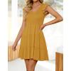 imageZESICA Womens 2025 Summer Casual V Neck Flutter Sleeve Bohemian Ruffle Smocked A Line Swing Mini DressGinger